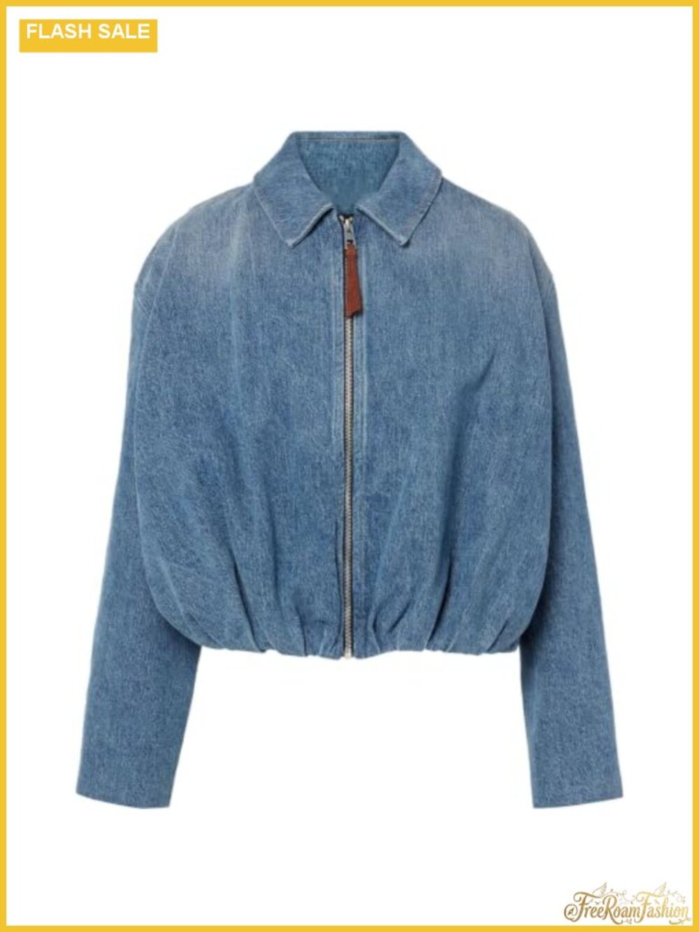 Light Blue Denim Bomber Jacket Draped Zip Up Jean Jacket Women Cotton